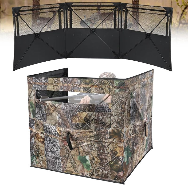 Photo 1 of See Through Hunting Blind, Ground Blinds with Carrying Bag, Portable & Silent Pop Up Ground Blinds for Deer Duck Turkey Hunting