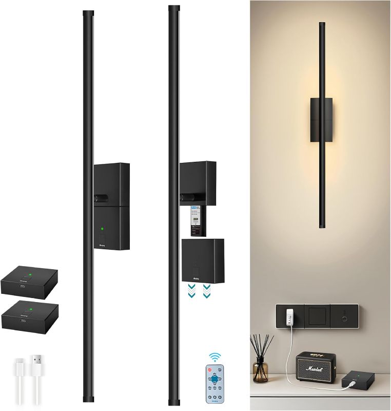 Photo 1 of Magnetic Detachable Wall Sconces Set of Two,8000mAh Battery Packs Design, NO-Leveling Mount,No More Removal Hassle or Flickering Light,Mood Lighting for Living Room,Bedroom (Obsidian Black Aluminum)