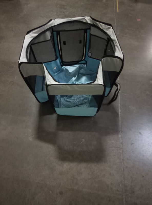 Photo 1 of X-ZONE PET Dog Playpen Portable Pet Play Pens for Puppies, Cat, Rabbit, Chicks, Foldable Exercise Play Tent Kennel Crate, Indoor/Outdoor Travel Camping Blue Medium