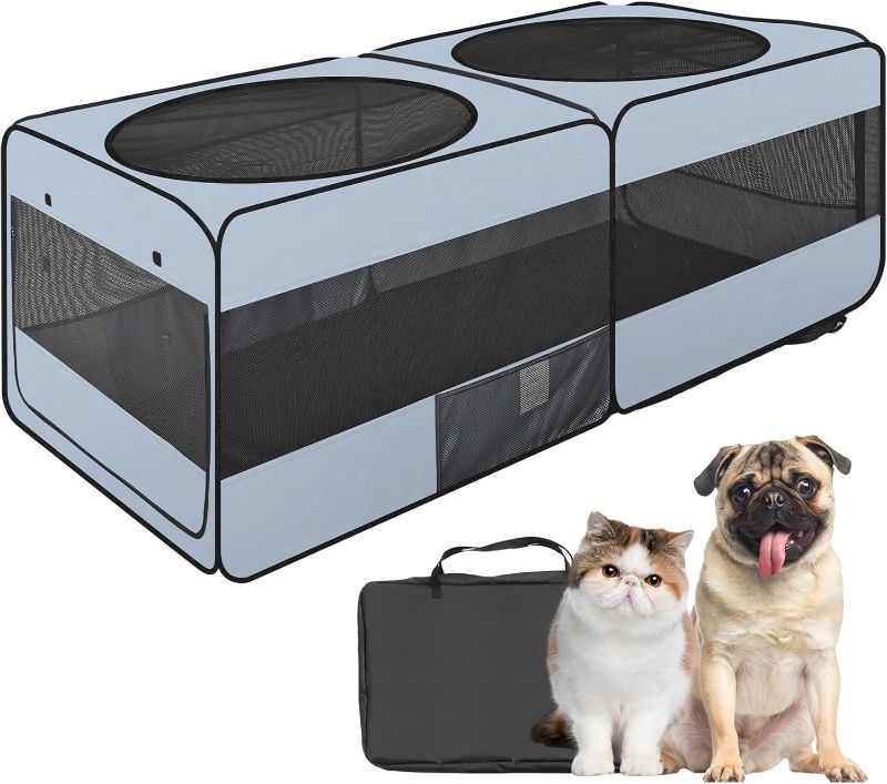 Photo 1 of 2-in-1 Dog Playpen, 58''Pop Up Cat Puppy Pet Playpen Indoor/Outdoor Cats Enclosed, Cat Dog Tent Crate Cage Kennel, Portable Playpen for Kitten, Small Animals Play Pen(No Divider, Unified Space)