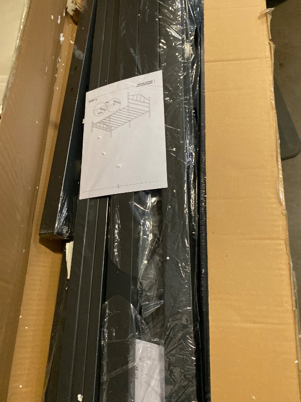 Photo 1 of Metal Twin Bed Frames, Noise-Free Design & Underbed Storage Heavy Duty Bed Frames with Headboard No Box Spring Needed/Tool-Free Assembly