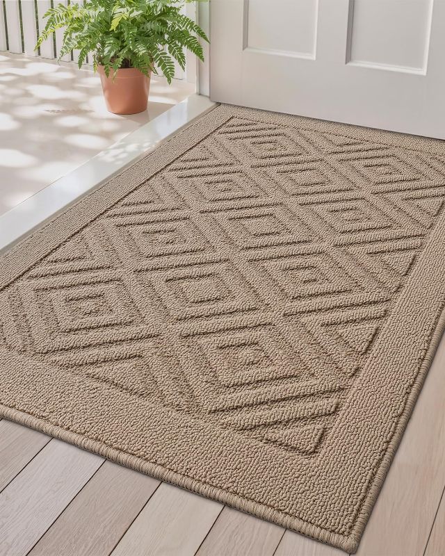 Photo 1 of LUMI Washable Indoor Entrance Doormat 32x48, Absorbent Quick-Dry Door Mat, Dirt Trapper Non-Slip Low Profile Entryway Mats for High Traffic, Beige