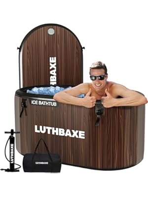 Photo 1 of Cold Plunge | Upgraded 218 Gallon Inflatable Ice Freestanding Bathtub with 5 Layers Durable Design | Portable Cold Water Bath for Athletes' Recovery | Ice Bath for Outdoor and Camping | Wood Grain
