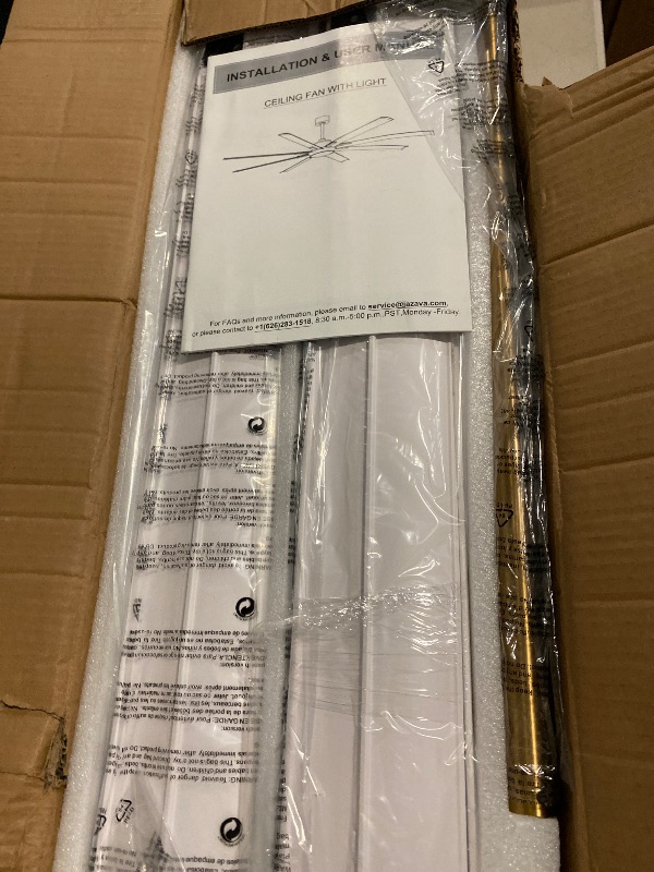 Photo 1 of 72 Inch White & Gold Ceiling Fan,Smart Ceiling Fan with Voice Control,Large Ceiling Fan With 8 Aluminium Metal Blades,CF04BGW-72