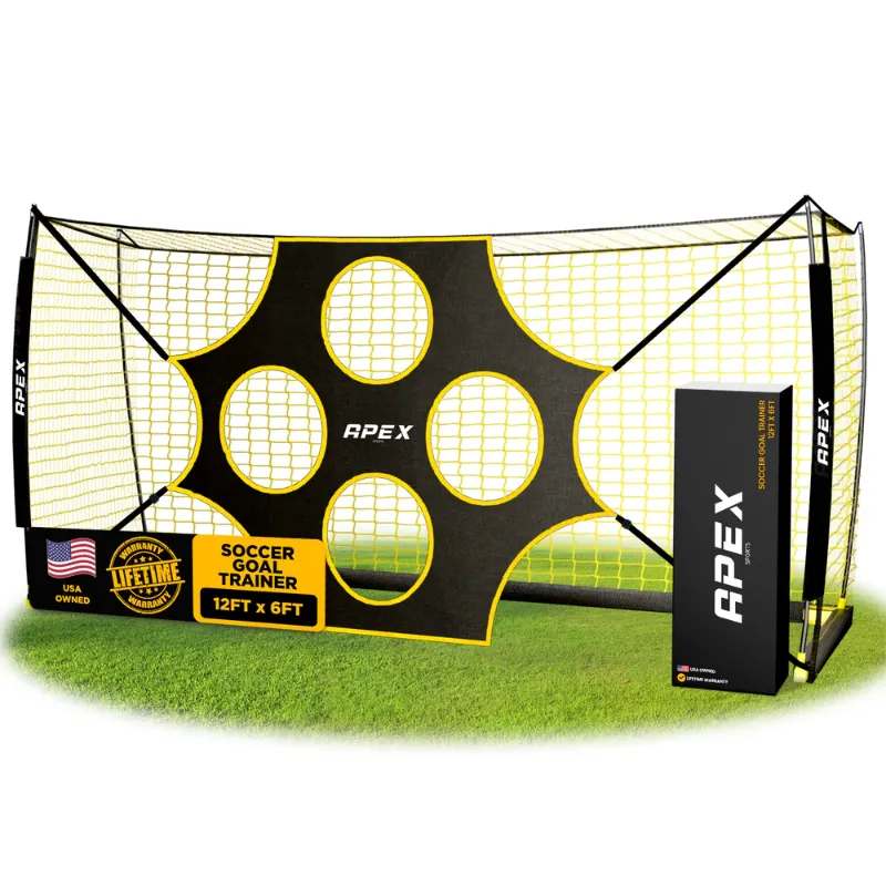 Photo 1 of 12x6 FT Soccer Goal with Precision Target – Portable Soccer Net with Removable 10-Hole Target, Portable Design, Quick Setup, Ground Stakes & Collapsible Frame for Indoor/Outdoor Training