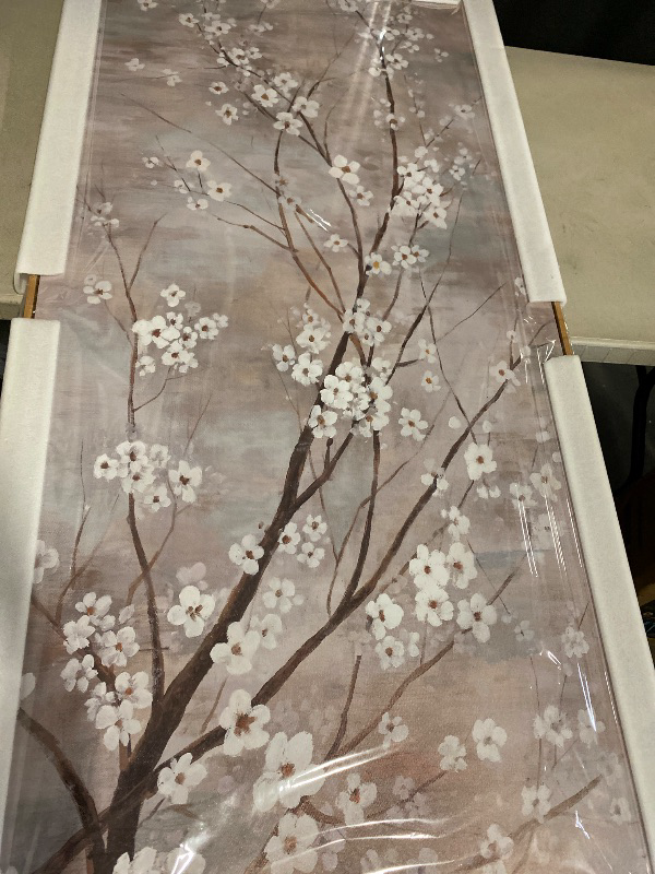 Photo 1 of XIANSHOU White Wall Decor Flower Wall Art Canvas Prints Wall Decorations Plum Blossom Modern Artwork Floral Wall Pictures for Bedroom Dining Room Living Room 24”x48”
