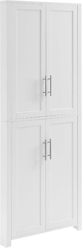 Photo 1 of Crosley Furniture Savannah Traditional Corner Pantry Storage Cabinet with Shelves, Kitchen, Dining, Laundry, White