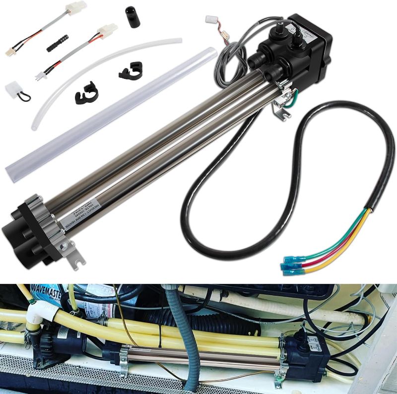 Photo 1 of Camoo 26-C3160-2S Double-Barrel Low-Flow Heater Assembly 4.0KW for Watkins/Hot Spring/Tiger River/Hot Spot/Caldera/Laing tri-Bend Heater, 1.0/4.0KW 120/240 Volt, Replace C3160-2S, 73039, 73791, Black