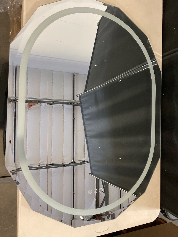 Photo 1 of 30"X36" Oval LED Bathroom Mirror with Lights, Frameless Vanity LED Mirror for Bathroom with Beveled Edge, Backlit Anti-Fog, Dimmable, 3 Colors, Memory Function, Tempered Glass, Shatter-Proof