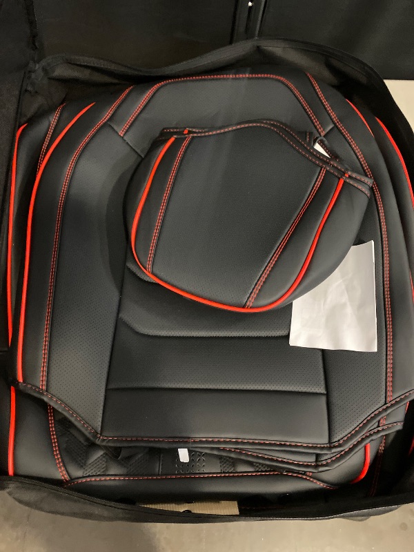 Photo 1 of FLORICH Car Seat Covers, Leather Seat Covers, Front Seat Covers 2PCS,Waterproof Car Seat Protector, Auto Driver Seat Covers Accessories Fit for Most SUV Trucks(Black&Red line, Front Pair)