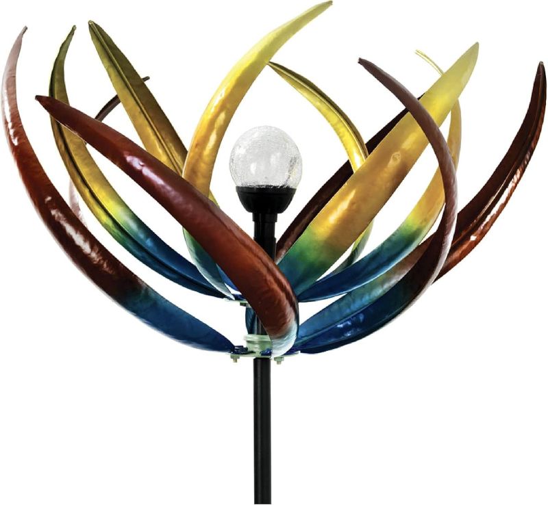 Photo 1 of Bits and Pieces - 74" Multi-Color Tulip Wind Spinner - Yard Decorations - Solar Powered Glass Ball - Garden Decoration - Tulip Yard Art