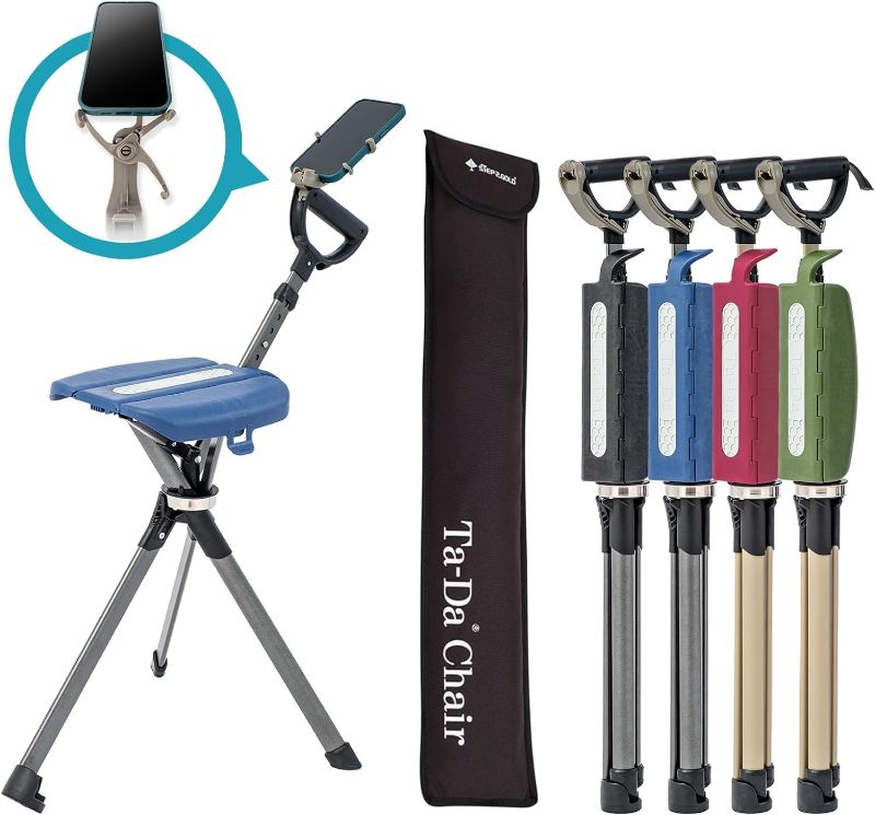 Photo 1 of STEP2GOLD Ta-Da Chair Series 2 PRO, Portable Trekking Hiking Pole, Folding Walking Stick with Seat, Walking Cane with Chair, Foldable Chair, Lightweight Aluminum, Easy Carry and Storage, Anti-Slip