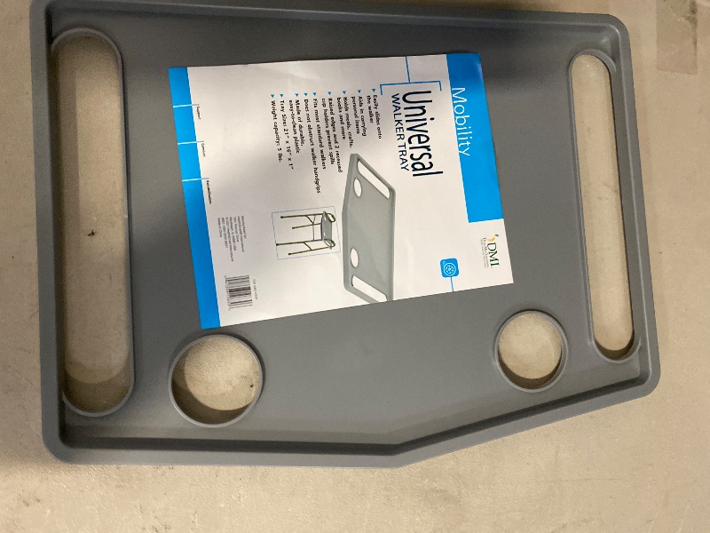 Photo 1 of DMI Walker Tray With Cup Holders, Walker Tray For Folding Walkers, Mobility Accessory for Seniors, Tray Table for Standard Walkers, Multipurpose and Portable, Gray
