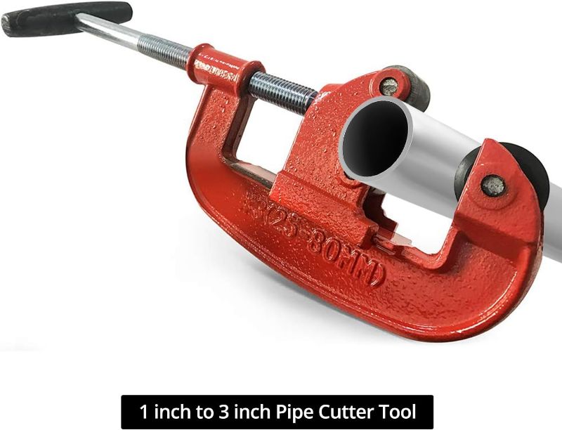 Photo 1 of QWORK Professional Pipe Cutter Tool for 1-3" Pipes - Ideal for Plumbing, Automotive, and Construction Projects