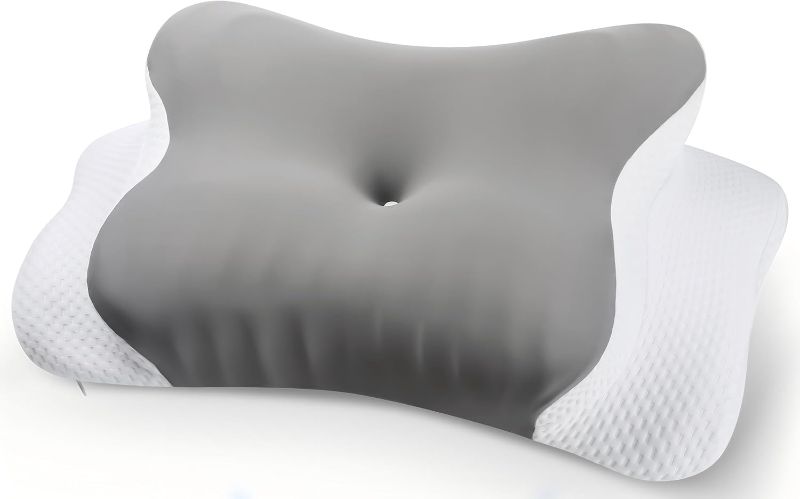 Photo 1 of Cervical Neck Pillows,Ergonomic Memory Foam Bed Pillow, Neck Support & Shoulder Pain Relief for Side Back Stomach Sleepers Gray 11