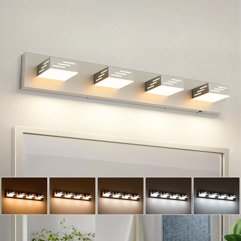 Photo 1 of Joosenhouse 4-Light Brushed Nickel Vanity Light for Bathroom, 29.92-Inch 5CCT Dimmable LED Vanity Lighting Fixture, 32W Modern Makeup Light with Adjustable Brightness