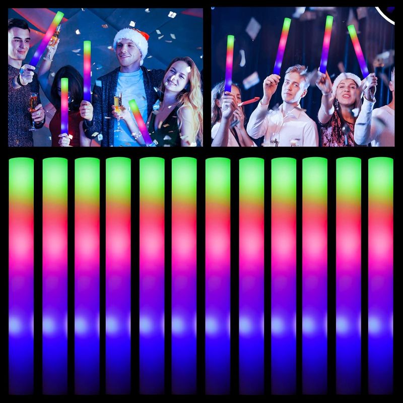 Photo 1 of Glow Sticks Bulk - 100 Pcs LED Foam Sticks Glow in the Dark Party Supplies with 3 Modes Flashing Effect, Glow Batons Party Favors for Party Wedding Birthday Concert Halloween Christmas