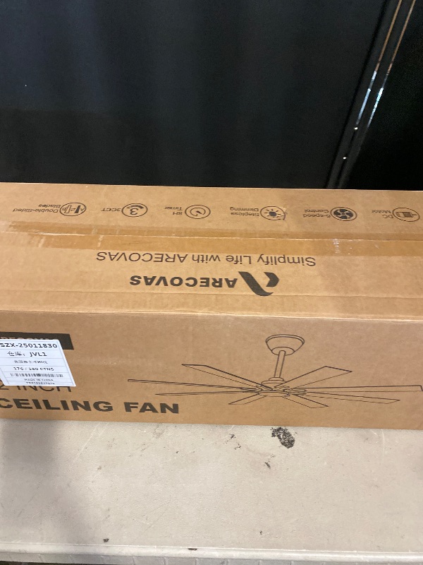 Photo 1 of 72 Inch Ceiling Fans with Lights and Remote, Outdoor Indoor Black LED Big Ceiling Fan Reversible 24db Quiet DC Motor, 6 Speed 3CCT Dimiable, Modern Ceiling Fans for Patios Living Room Farmhouse Garage