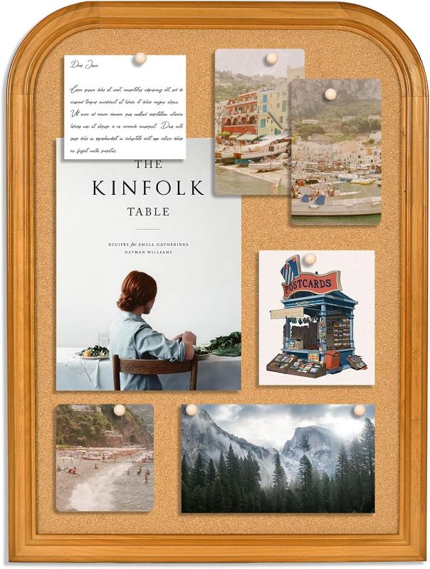 Photo 1 of Cork Board for Walls, 23.6x17.7 inches Bulletin Board with Frame, Decorative Hanging Pin Board Vision Board Message Board for Office School Home Decor(2R&2S,4560,1p