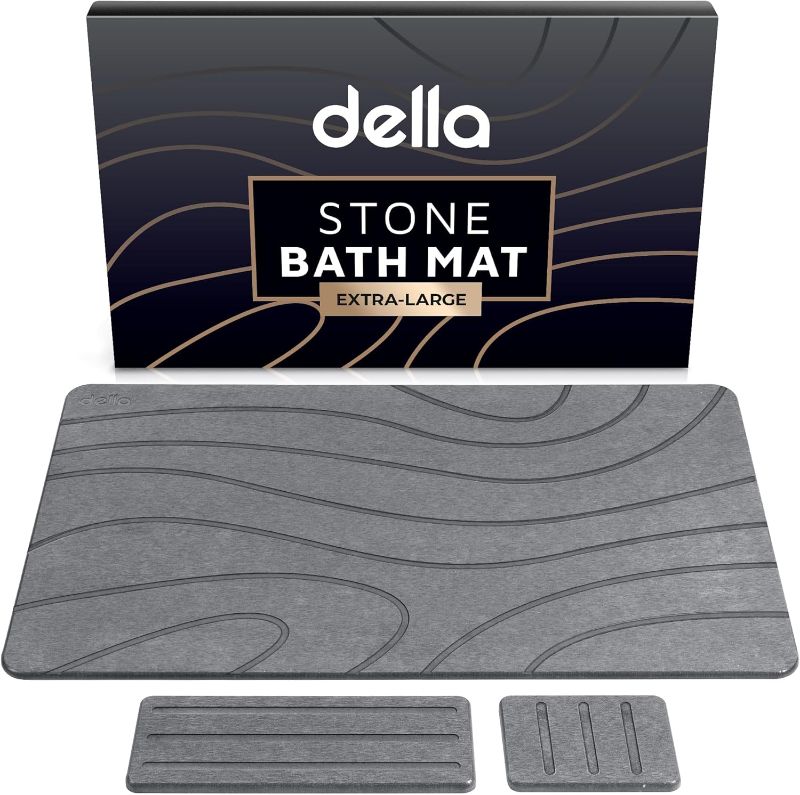 Photo 1 of della Premium Stone Bath Mat - Luxurious Quick Drying Diatomite Bathstone for Bathroom Floor - Modern Super Absorbent Diatomaceous Earth Shower Mat, Water Absorbent Bathmat ([Extra-Large] Abstract)