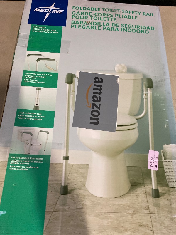 Photo 1 of Medline Toilet Safety Rail For Seniors with Easy Installation, Height Adjustable Toilet Safety Frame, Bathroom Assist Rail with Armrests, Bathroom Safety, 250 lb. Weight Capacity