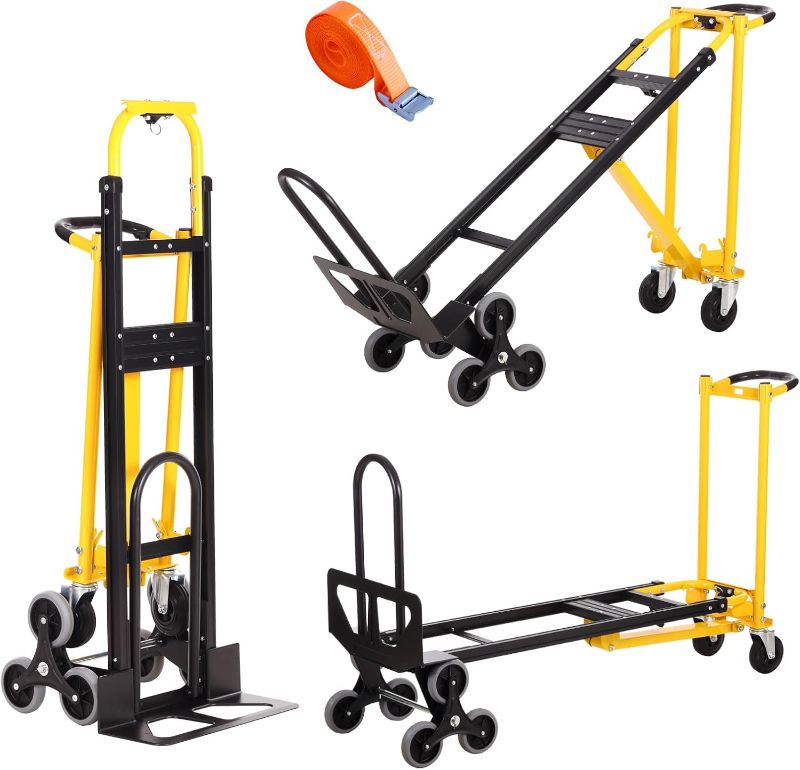 Photo 1 of 3-in-1 Industrial Convertible Hand Truck Dolly Cart,1000 lbs Capacity Aluminum Dolly Hand Truck with Stair Climber Wheels,Hand Trucks Heavy Duty for Warehouse Moving(Black Yellow)