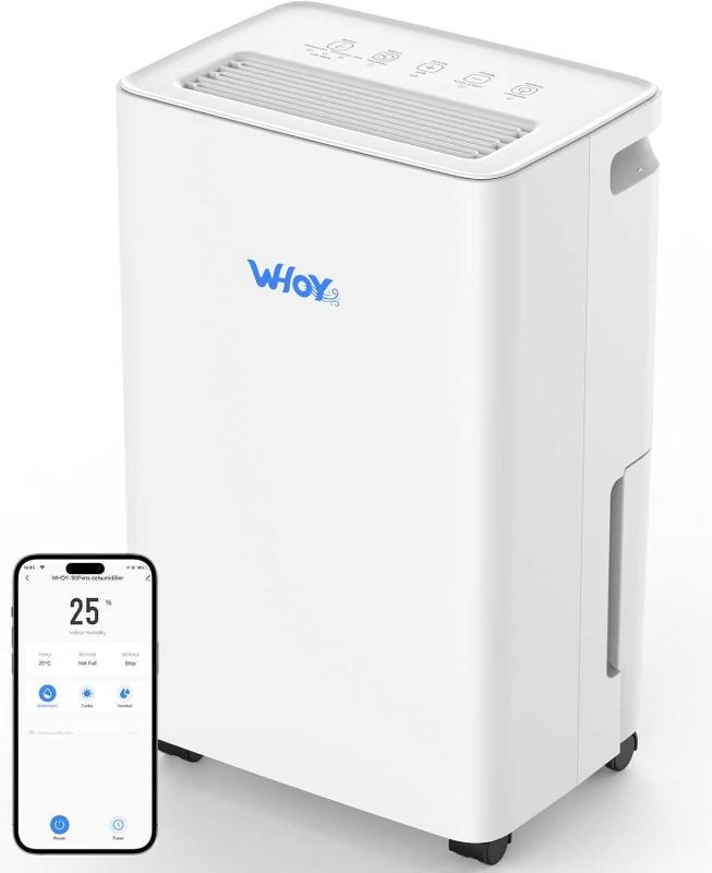 Photo 1 of Dehumidifier for Basements, 2000 Sq. Ft., 30 Pints, Max 50 Pints 1.6L Tank, App-Controlled, With 4.9 ft Drain Hose Low noise, for Living room, Basements and Office