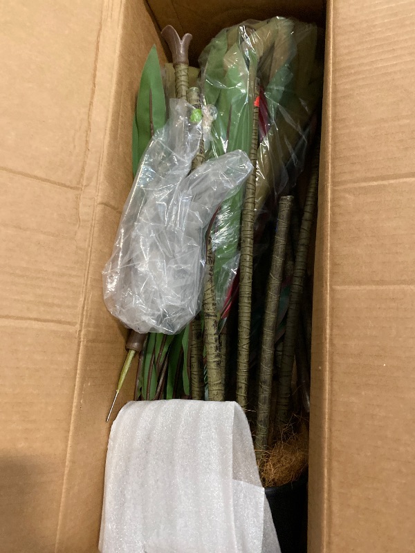 Photo 1 of Artificial Red Dracaena Tree 6FT with 114 Leaves & 7 Heads & White Tall Planter Cover with Coconut Fiber Tall Faux Tropical Silk Bicolor Plant 72 Inch for Indoor Home Office Porch Mall Decor