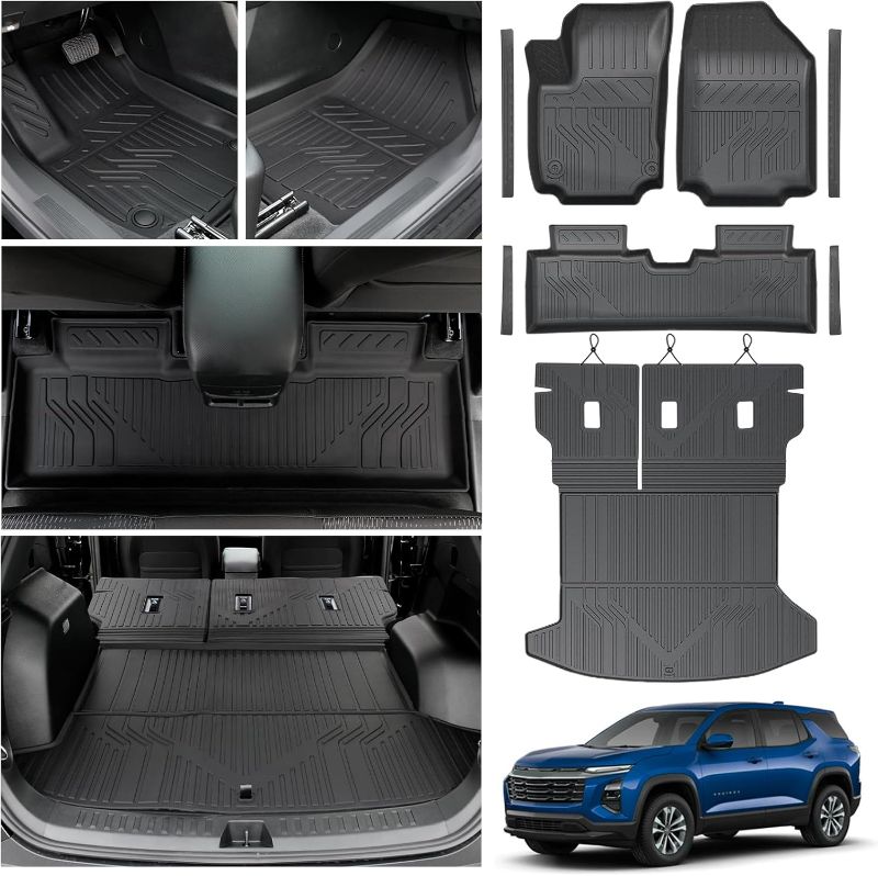 Photo 1 of Floor Mats & Cargo Liners & Backrest Mat for 2025 2026 Chevy Equinox (Only Gas) & GMC Terrain 2025 2026, Door Sill Guards, All Weather TPE Car Floor Mats, Trunk Liner for Chevrolet Equinox Accessories
