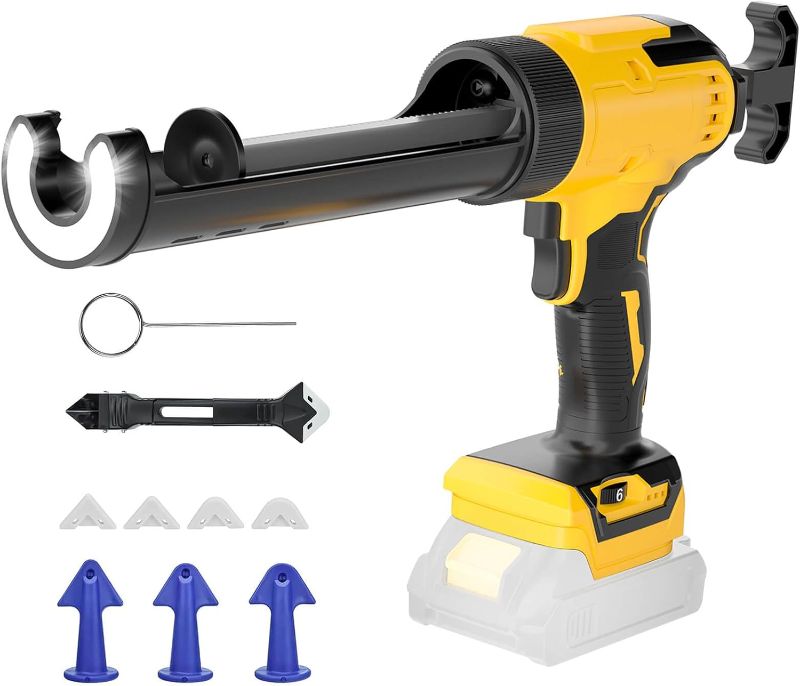 Photo 1 of Cordless Caulking Gun Compatible with DeWalt 20V Max Battery (Tool Only) 10oz Electric Caulking Gun with Anti-Drip, 6-Speed,LED Light – Ideal for Sealing, Filling & Repairing Windows, Bathrooms
