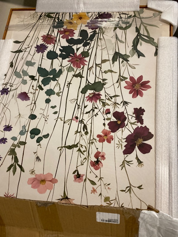 Photo 1 of Ausril Vintage Wildflower Watercolor Framed Canvas Wall Art Set, Retro Flower Botanical Wall Decor, Colorful Floral Wall Painting, Flower Illustration Art Prints for Living Room, Bedroom 24"x36"x3