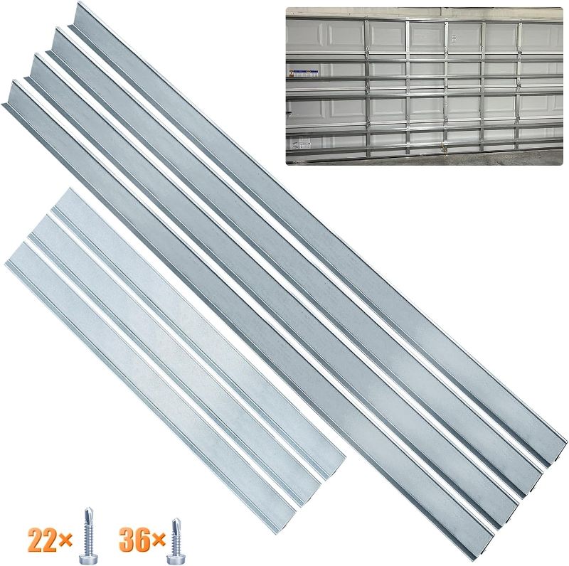Photo 1 of LAJIAOZ Heavy Duty Garage Door Reinforcement Struts - Ultimate Hurricane, Storm, Snow, and Wind Protection, Garage Door Braces, Reinforcement Kit, DIY & Professional Installation(16FT(4+3) Strut)