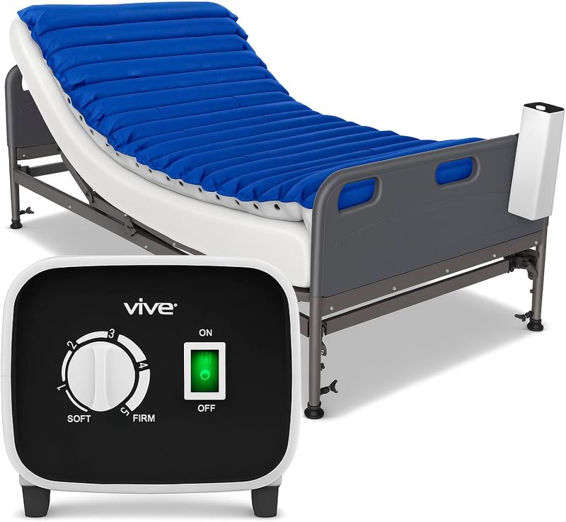 Photo 1 of Vive 5" Alternating Pressure Mattress - Air Topper Pad for Bed Sore, Ulcer Prevention, Bedridden Treatment - Inflatable, Quiet Alternative Cover - Fits Hospital Bed - Includes Electric Pump System
