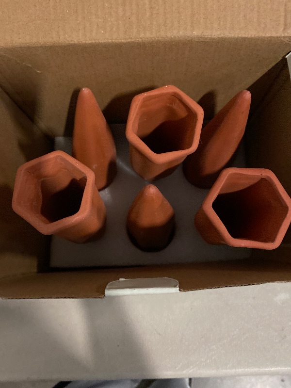 Photo 1 of Plant Watering Devices 6 Pack Terracotta Vacation Plant Waterer Wine Bottle Watering Stakes Slow Release Plant Watering Spikes Self Watering Devices for Indoor Outdoor Plants
