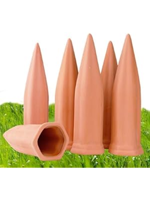 Photo 1 of Plant Watering Devices 6 Pack Terracotta Vacation Plant Waterer Wine Bottle Watering Stakes Slow Release Plant Watering Spikes Self Watering Devices for Indoor Outdoor Plants
