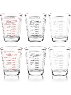 Photo 1 of Shot Glasses Measuring Cup Set 6 Pack Espresso Shot Glasses Liquid Heavy Glass 26-Incremental Measurement 1 OZ, 2 TBS, 6 TSP, 30 ML Kitchen Tools