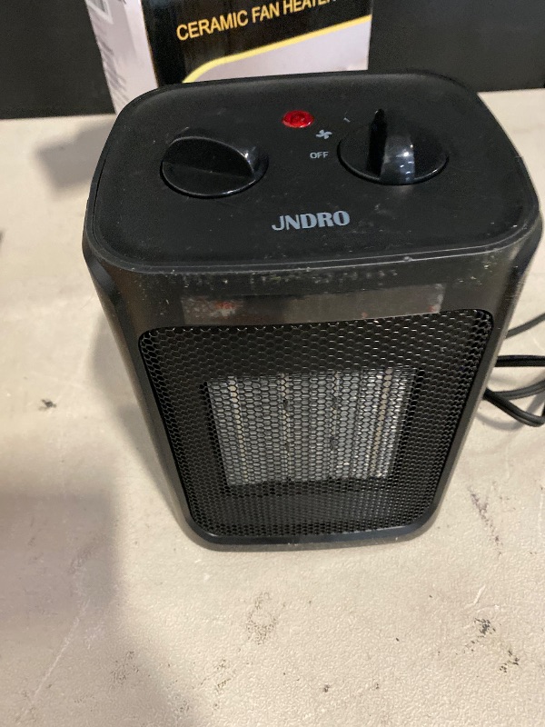 Photo 1 of JNDRO Portable Electric Space Heater - 1500W/750W Quiet Ceramic mini Heater Fan with Thermostat, Heat Up 200 Square Feet for Room Office Desk Indoor Use