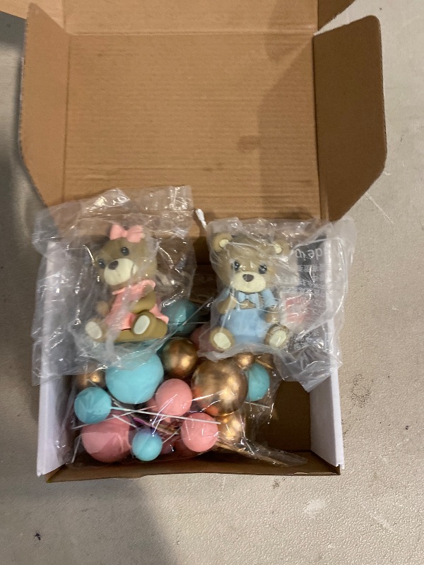 Photo 1 of Bear Cake Toppers Gender Reveal Balls Cake Decorations for Boy Girl Gender Reveal Baby Shower Party Supplies