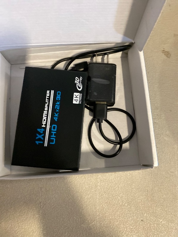 Photo 1 of 1x4 HDMI Splitter, 1 in 4 Out HDMI Splitter Audio Video Distributor Box Support 3D & 4K x 2K Compatible for HDTV, STB, DVD, PS3, Projector Etc, Duplicate/Mirror Screen Only (Not Extend)