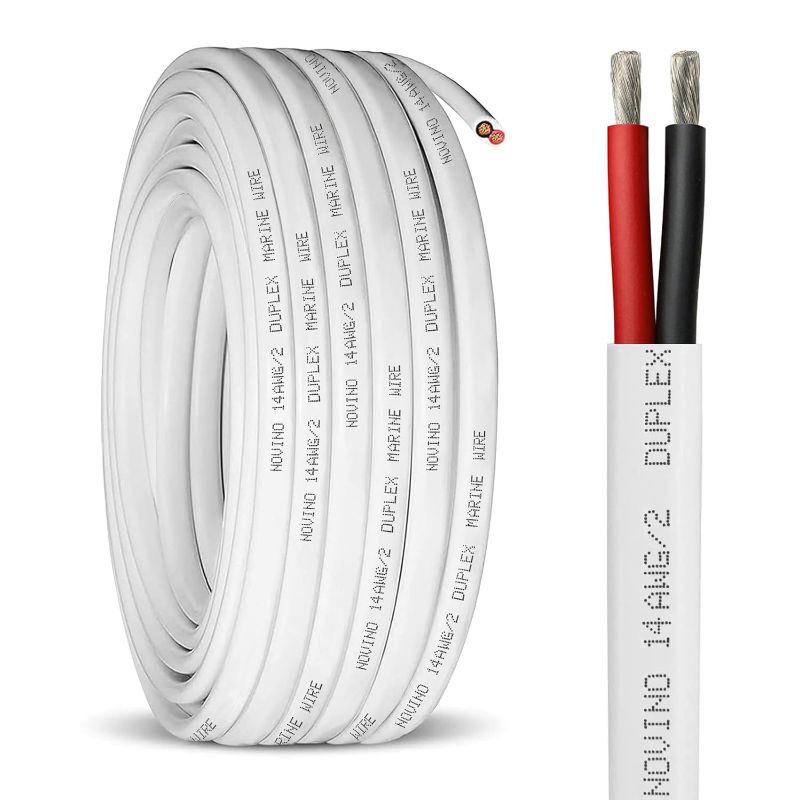 Photo 1 of 14 Gauge Marine Wire,14 AWG 30ft 14/2 Duplex Marine Grade Wire,Tinned Copper Oxygen-Free Boat Electrical Cable for Boat/Automotive/RV/Solar/LED Strips