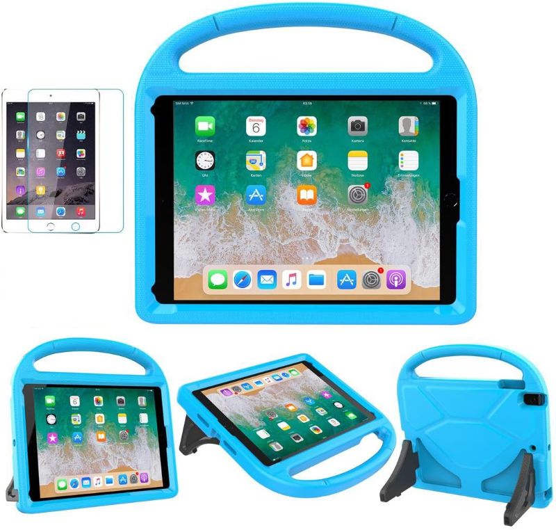 Photo 1 of SUPLIK Kids Case for iPad 5th/6th Generation (9.7-inch, 2017/2018), iPad Air 2 Case with Screen Protector, iPad Pro 9.7 Durable Shockproof Protective Cover with Handle Stand for Kids, Blue