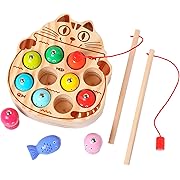 Photo 1 of Montessori Magnetic Wooden Fishing Game for Toddlers 1-3 Years Old,Fine Motor Skills Early Learning Eyes Hands Cooperation Toy for Boys & Girls Great Birthday Gift