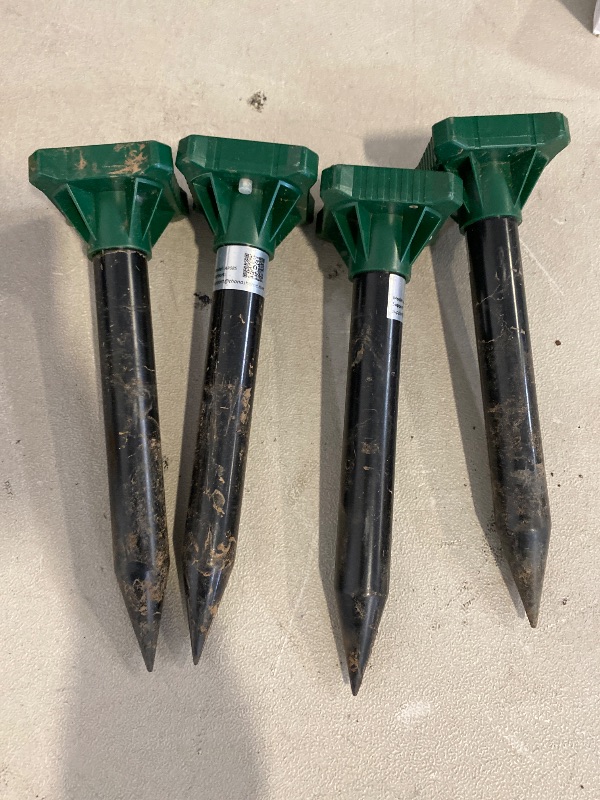 Photo 1 of 4 Pack Solar Powered Mole Repellent for Lawns Gopher Groundhog Repeller Deterrent Stakes for Outdoor Vole Armadillo No Killer No Trap Hurt