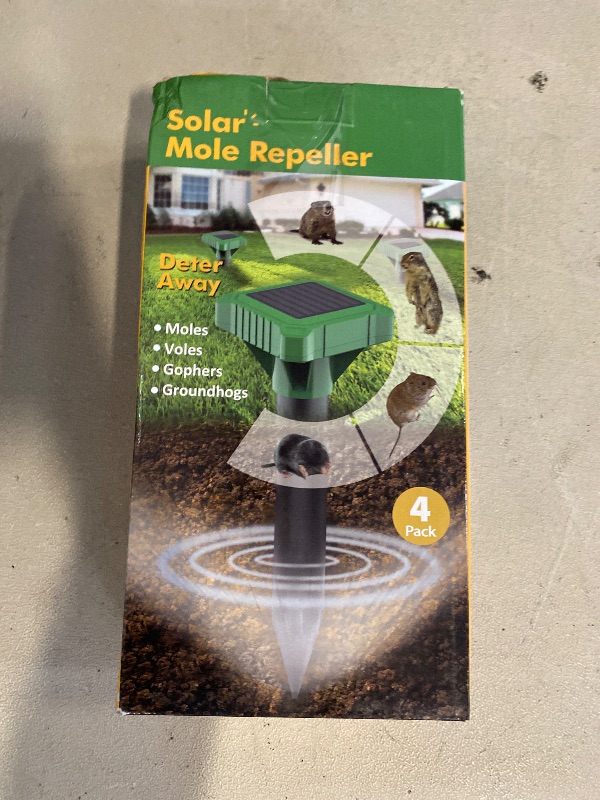 Photo 1 of 4 Pack Solar Powered Mole Repellent for Lawns Gopher Groundhog Repeller Deterrent Stakes for Outdoor Vole Armadillo No Killer No Trap Hurt