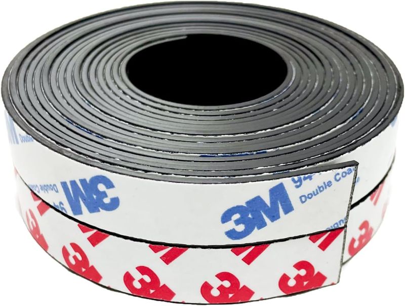 Photo 1 of 2 Rolls Magnetic Tapes, Flexible Magnet Strips with 3M Adhesive Backing, 10 Feet x 0.5"W Each Roll for DIY, Crafting, and Organizational Projects.