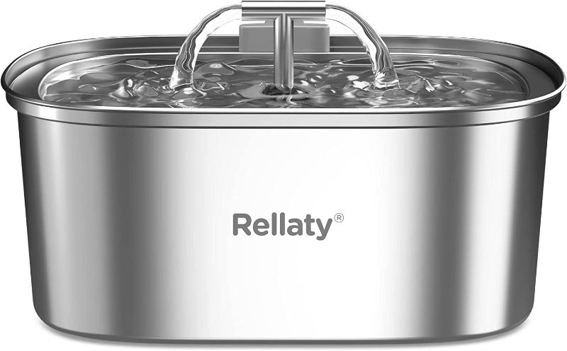 Photo 1 of Cat Water Fountain Stainless Steel: 3.2L/108oz Pet Foundatin Water Bowl for Cats Inside Automatic Dog Drinking Dispenser Dish Animal Feeding & Watering Supplies Waterfall with 1 Replacement Filter