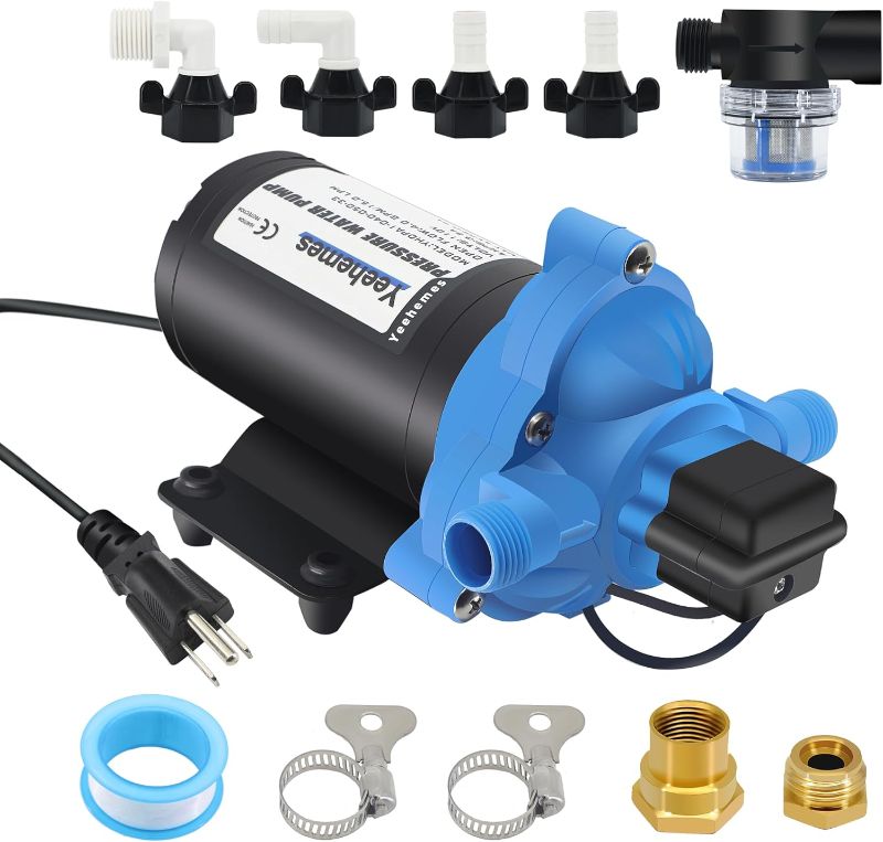 Photo 1 of On Demand Pump T33, Water Transfer Pump 110V, 4 GPM 45 Psi Brass Connector Self Priming 03526-144A for Home Camper Sprayer Aqua