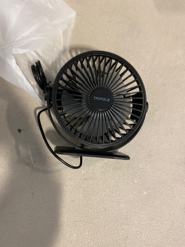 Photo 1 of TriPole USB Desk Fan 4.5 Inches Portable Mini Fan Powerful 3 Speeds Wind Personal Desktop Fan with 360° Head Rotation for Home Office Car Indoor Outdoor Black, No Battery