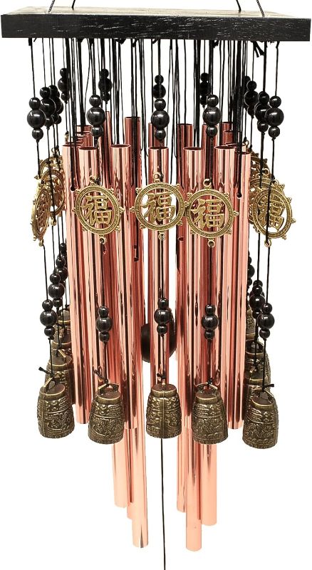 Photo 1 of Outdoor Indoor 28 Metal Tube Wind Chime with Copper Bell Large Windchimes for Patio Garden Terrace W Fengshuisale Red String Bracelet W3089