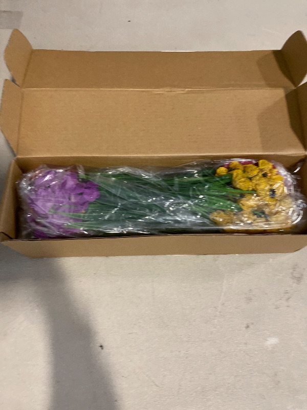 Photo 1 of Geegoods Artificial Fake Plants Flowers for Outdoors, 16 Bundles UV Resistant Faux Plastic Colorful Mix Mum Flowers for Outside Spring Summer Decor
